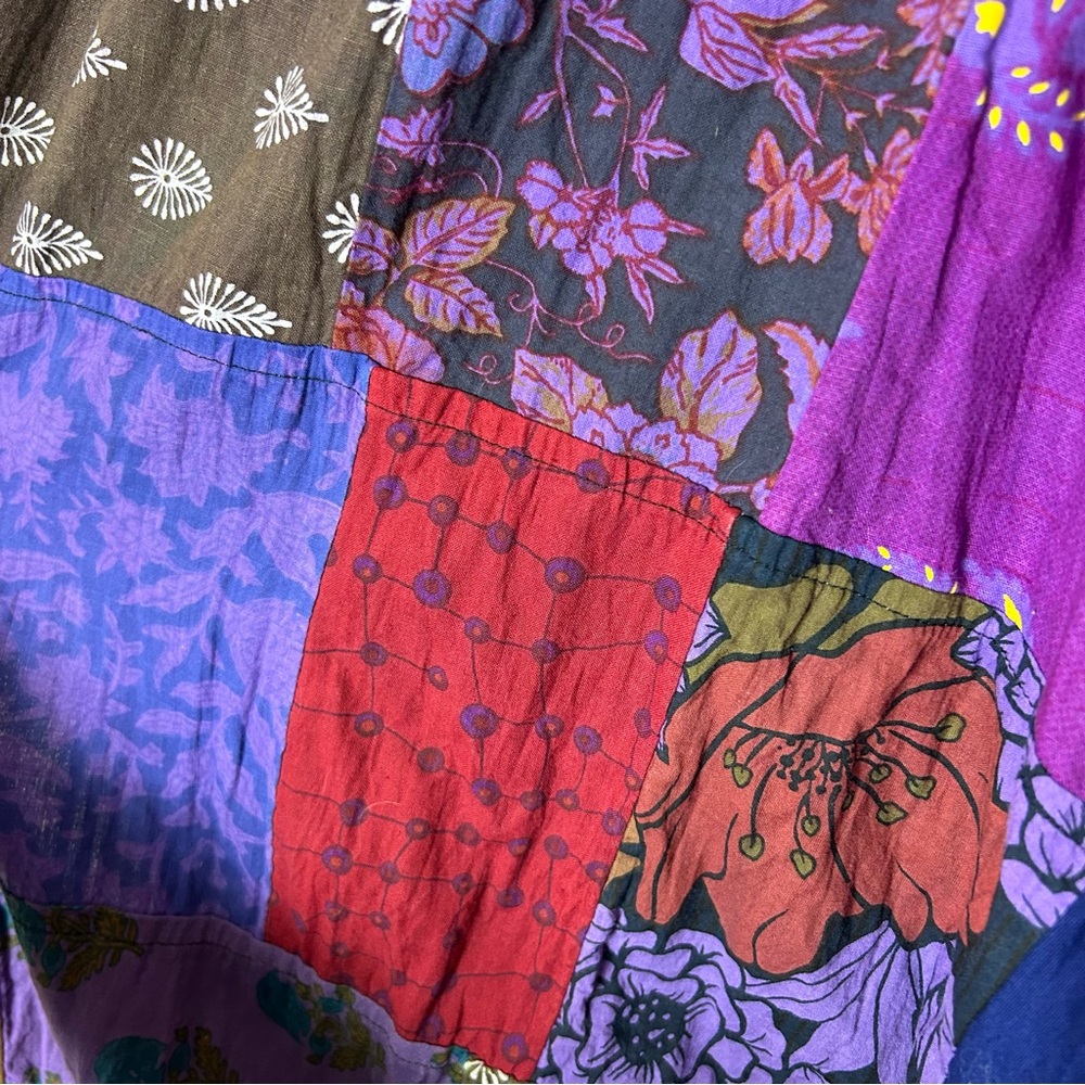 Multicolor Patchwork Drop Crotch Harem Pull On Pa… - image 6